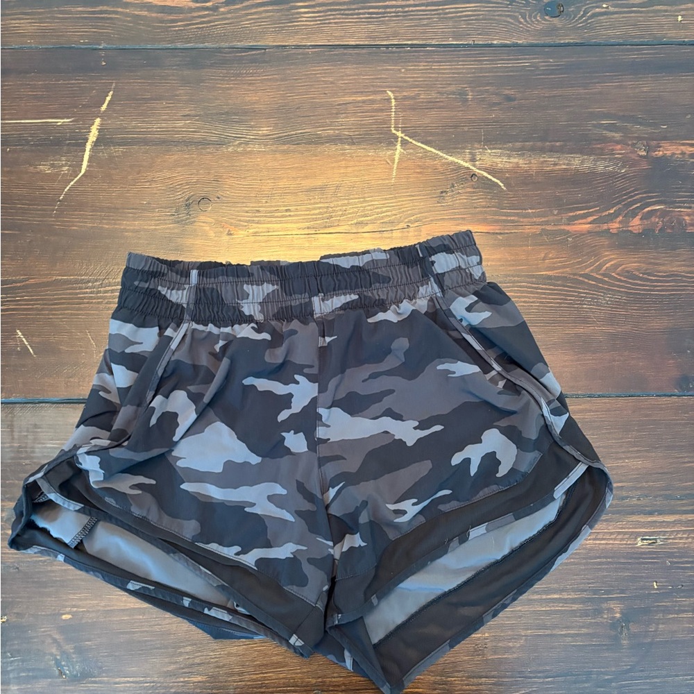 Athleta Black and Gray Camo Women's Athletic Shorts
